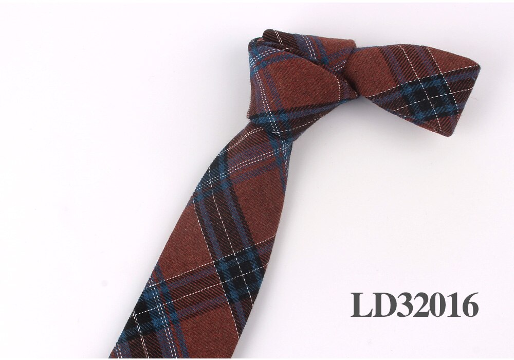 New Plaid Cotton Ties Skinny Causal Neck tie For Men Suits Mens Slim Necktie For Business Cravats 7cm Width Groom Neckties