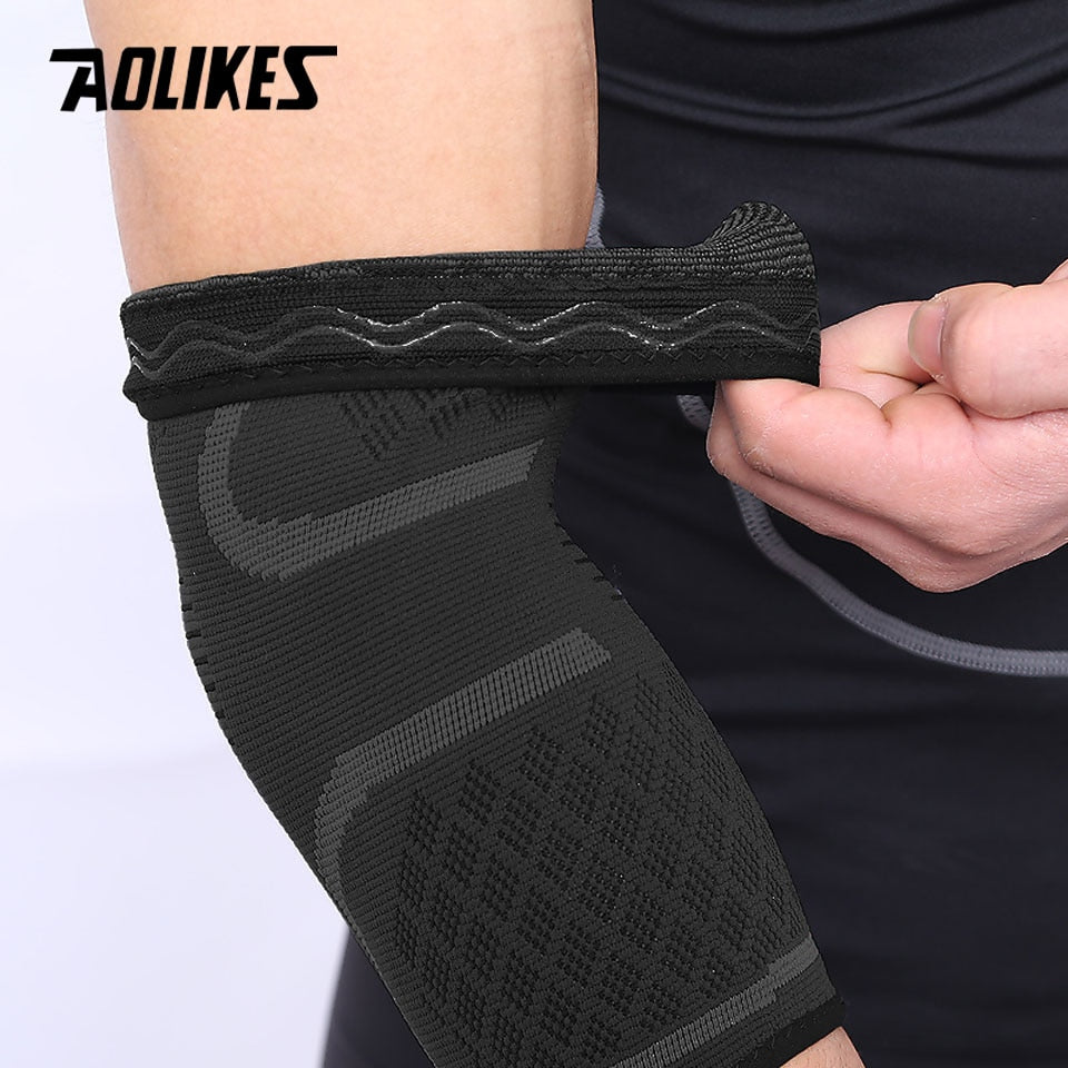 AOLIKES 1 Pair Elastic Elbow Pads Basketball Tennis Elbow Support Protector Gear Breathable Elbow Brace Sport Safety Accessories