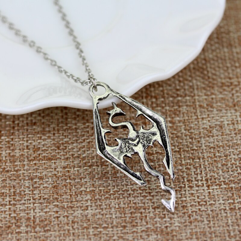 MQCHUN 2018 New Game Dragon The Elder Scrolls V Pendant Necklace Skyrim Choker Men Jewelry Necklace Chain -30