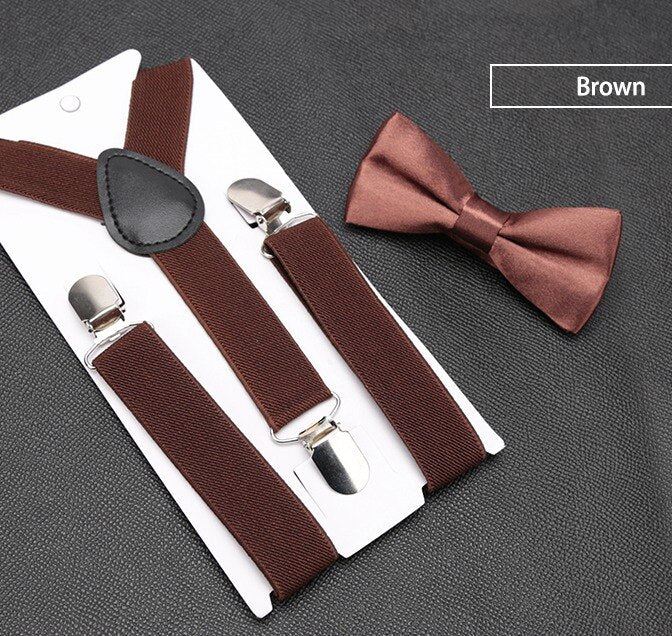 Kids Suspenders with Bowtie Fashion Children Bow Tie Set Boys Braces Girls Adjustable Suspenders Baby Wedding Ties Accessories