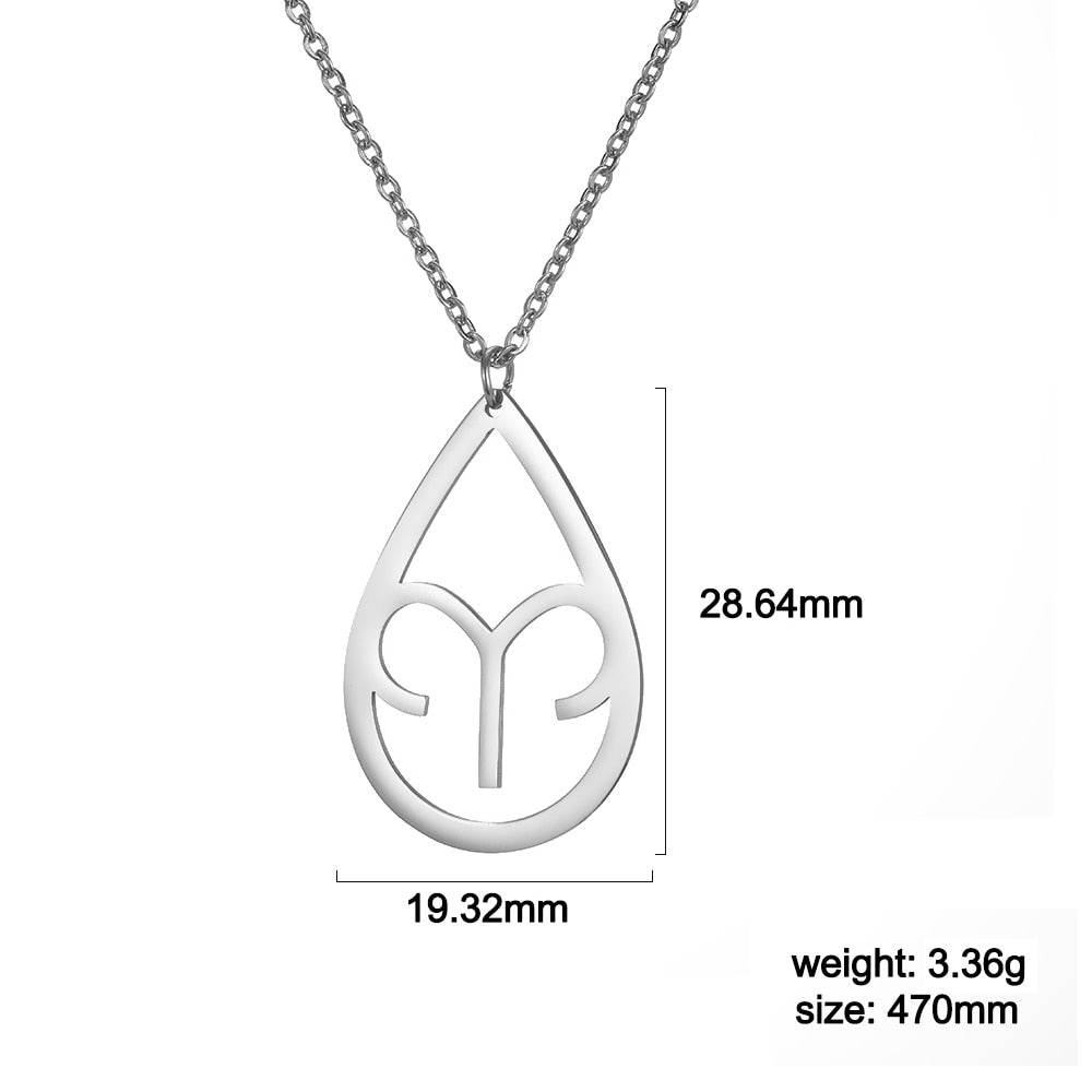 Skyrim Zodiac Stainless Steel Necklace Twelve Constellations Pisces Gemini Aquarius Libra Pendant Jewelry Women Birthday Gift