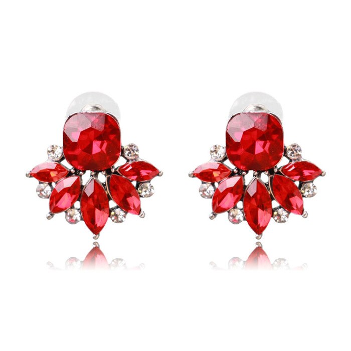 Trendy Women's Earrings Jewelry: Fashionable New Elegant Crystal Rhinestone Flower Opal Stone Stud Earrings.