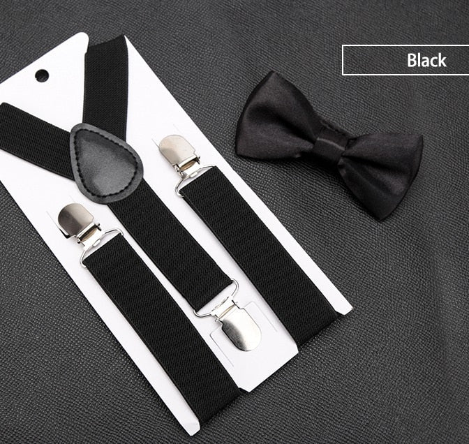 Kids Suspenders with Bowtie Fashion Children Bow Tie Set Boys Braces Girls Adjustable Suspenders Baby Wedding Ties Accessories