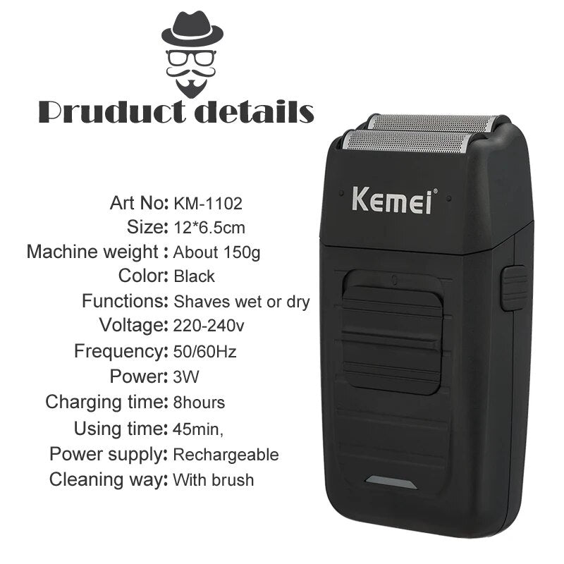 kemei 3D electric shaver men electric razor rechargeable floating beard shaver  hair trimmer face care shaving machine