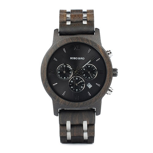 BOBO BIRD Wooden Watch Men relogio masculino Wood Metal Strap Chronograph Date Quartz Watches Luxury Versatile Timepieces Gifts