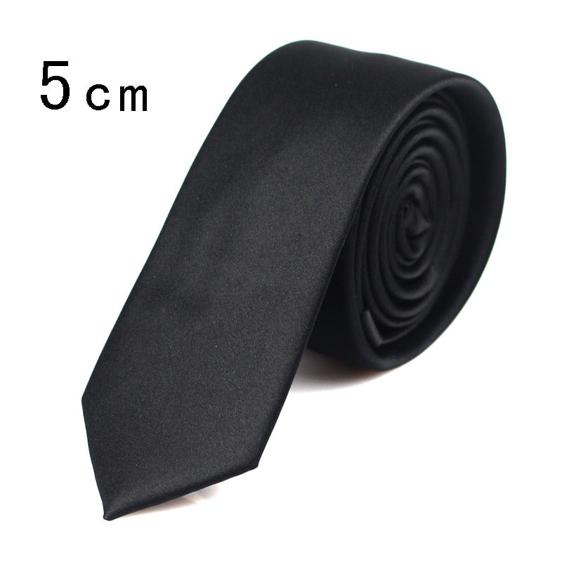 New Classic Black Ties for Men Silk Mens Neckties for Wedding Party Business Adult Neck Tie 3 Sizes Casual Solid Tie