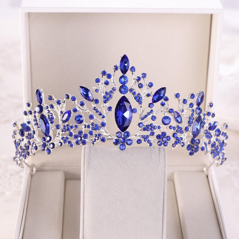 Baroque Luxury Rhinestone Beads Heart Bridal Tiaras Crown Silver Plated Crystal Diadem Crowns Headband Wedding Hair Accessories