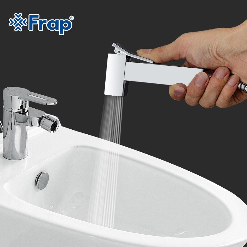 Frap 1 Set Solid Brass Single Cold Water Corner Valve Bidet faucets Function square Hand Shower Head Tap Crane 90 Degree Switch