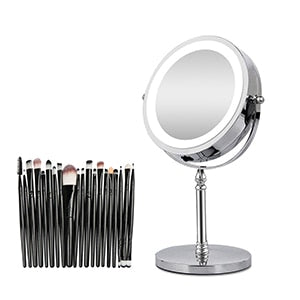 10X Magnifying Makeup Mirror With Light LED Cosmetic Mirrors Round Shape Desktop Vanity Mirror Double Sided Backlit Mirrors