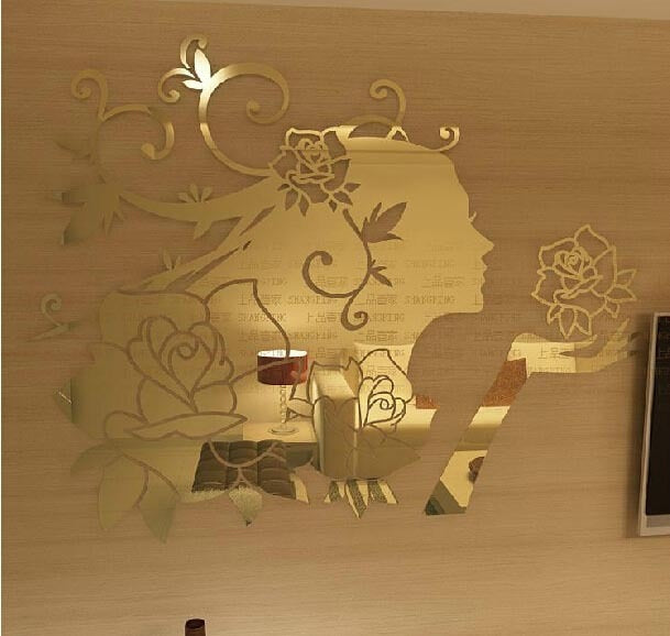 Flower Fairy Acrylic Mirror Wall Stickers Bedroom 3D Wall Stickers Living Room Home Decor  DIY Self Adhesive Waterproof Stickers