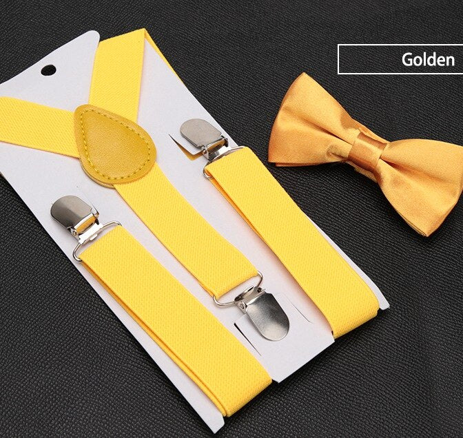 Kids Suspenders with Bowtie Fashion Children Bow Tie Set Boys Braces Girls Adjustable Suspenders Baby Wedding Ties Accessories