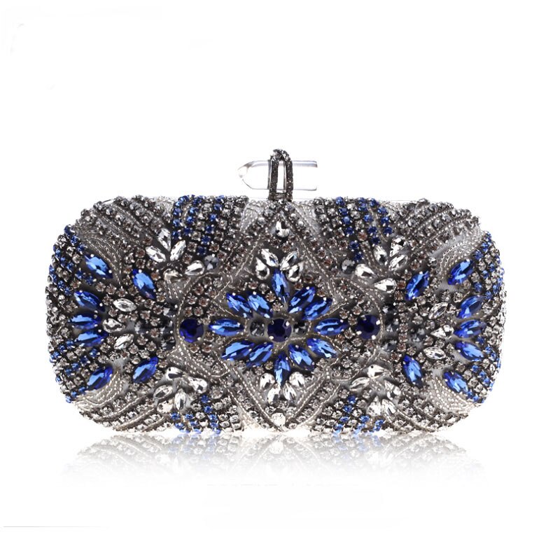 Women Clutch Party Luxury Blue Evening Bag Wedding Purse Crystal Chain Shoulder Bag High Quality Rhinestone Female Clutch