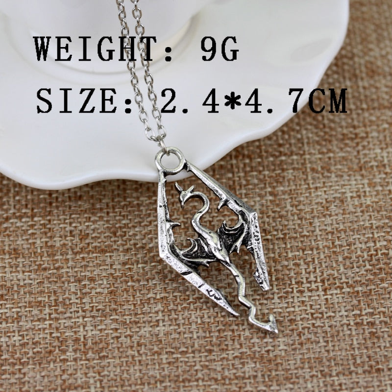 MQCHUN 2018 New Game Dragon The Elder Scrolls V Pendant Necklace Skyrim Choker Men Jewelry Necklace Chain -30