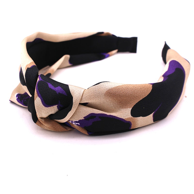 Vintage Bohemian Ethnic Satin Leopard Knotted Hairband Knot Headband customized Hair Accessories