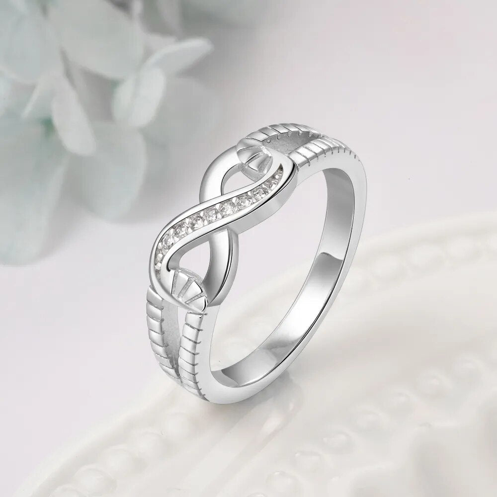 Silver Color Infinity Rings for Women Endless Love Symbol Wedding Personalized Engraved Ring Jewelry Gift for Mother