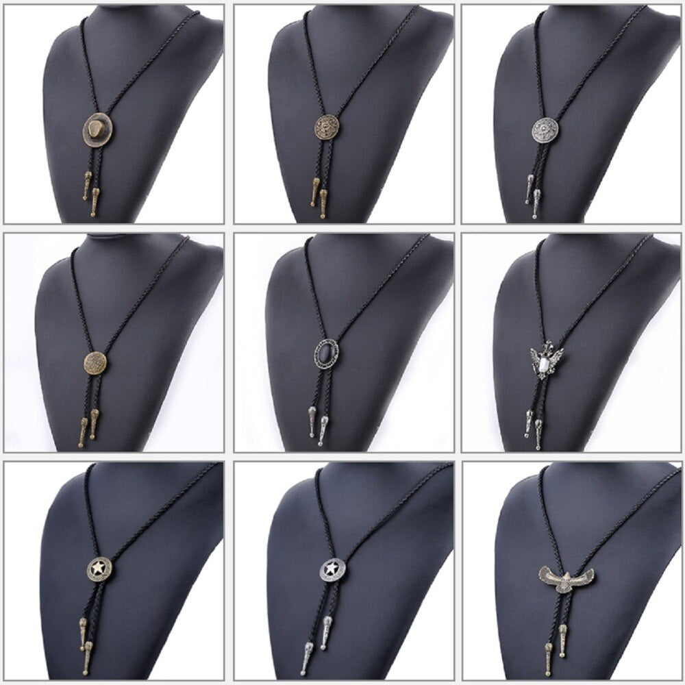 Men's Necklace Casual Business 26 Styles Bolo Tie Vintage Leather Necklace Male Dropship Wholesale Jewelry Gifts for Men UNM10