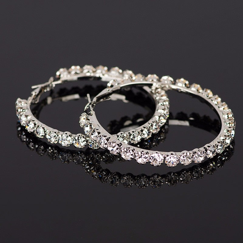 YFJEWE 2018 New Designer Crystal Rhinestone Earrings Women Gold Sliver Hoop Earrings Fashion Jewelry Earrings For Women #E029