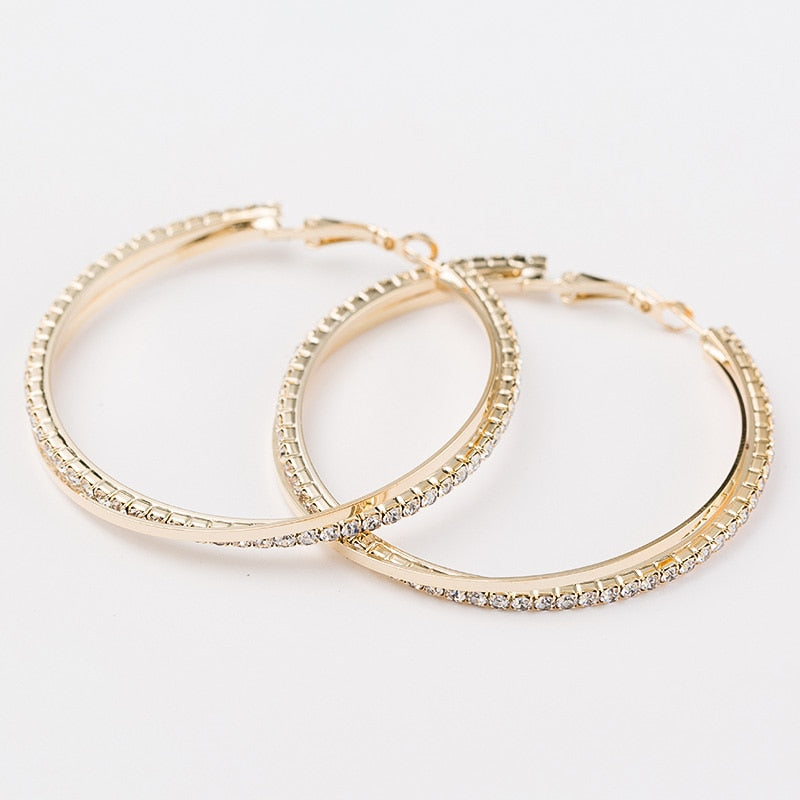 YFJEWE 2018 New Designer Crystal Rhinestone Earrings Women Gold Sliver Hoop Earrings Fashion Jewelry Earrings For Women #E029