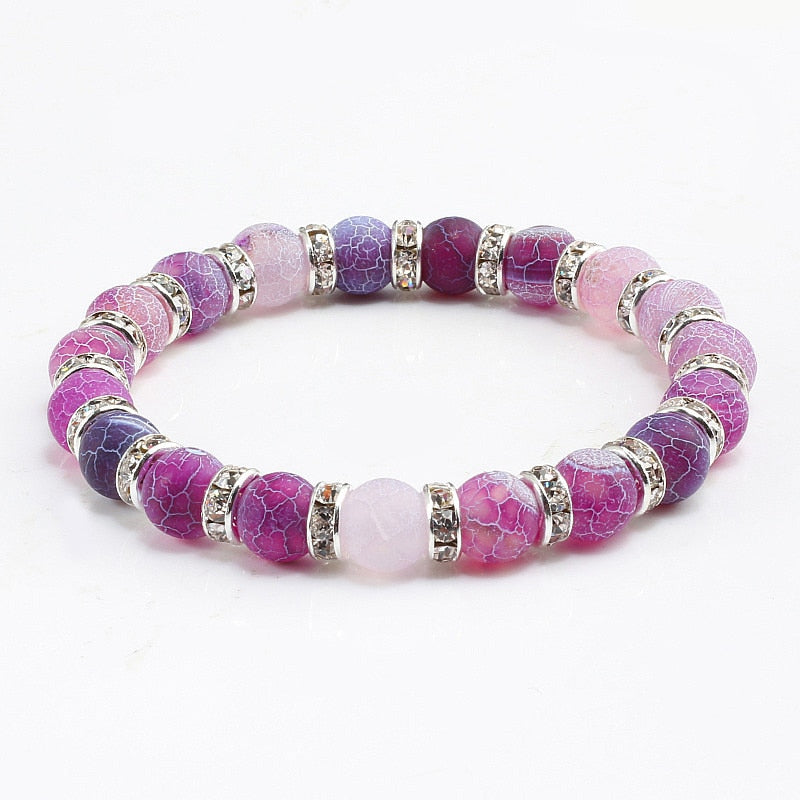 1Pcs Classic Colorful Purple Love Crystal Beaded Chakra Yoga Bracelet Female Natural Stone Beads Bracelets Women Men Jewelry Hot