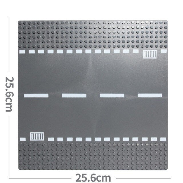 Classic Road Base Plates Straight Crossroad Curve Small Dots Baseplate Board City DIY Building Blocks Toys