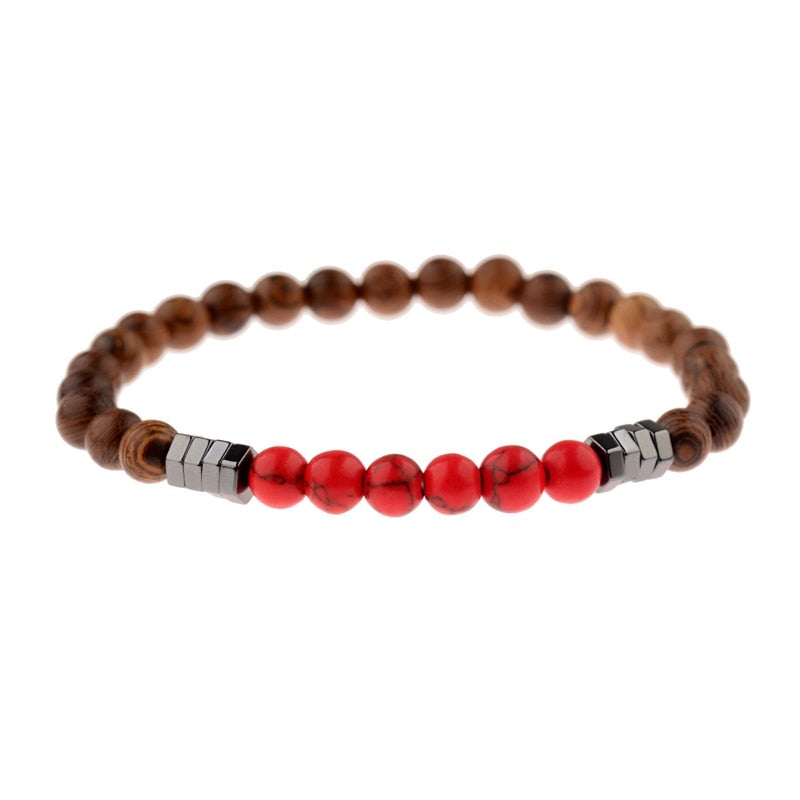 2020 Classic Women 6MM Natural Wood Beads Bracelet Men Ethnic Hematite Lava Stone Bracelet Homme Prayer Jewelry Yoga Bracelet