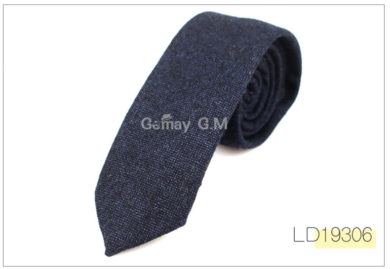 New Solid Wool Ties For Men High Quality Brand Narrow Slim Suits Neckties Blue 6cm Mens Neck Tie for Wedding Cravats