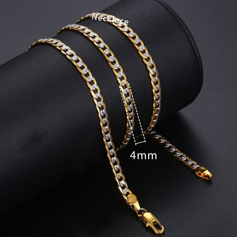 Necklace In Gold For Men And Women Male Collar with Figaro Rope Cuban Link Chain Necklace Fashion Gift Jewelry 18-24