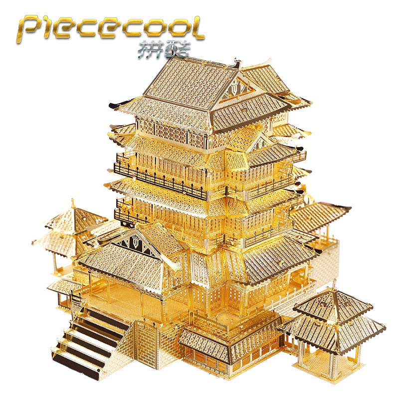 MMZ MODEL Piececool 3D Metal Puzzle TengWang Pavilion Assembly Metal Model kit DIY 3D Laser Cut Model puzzle Toys Gift for Adult