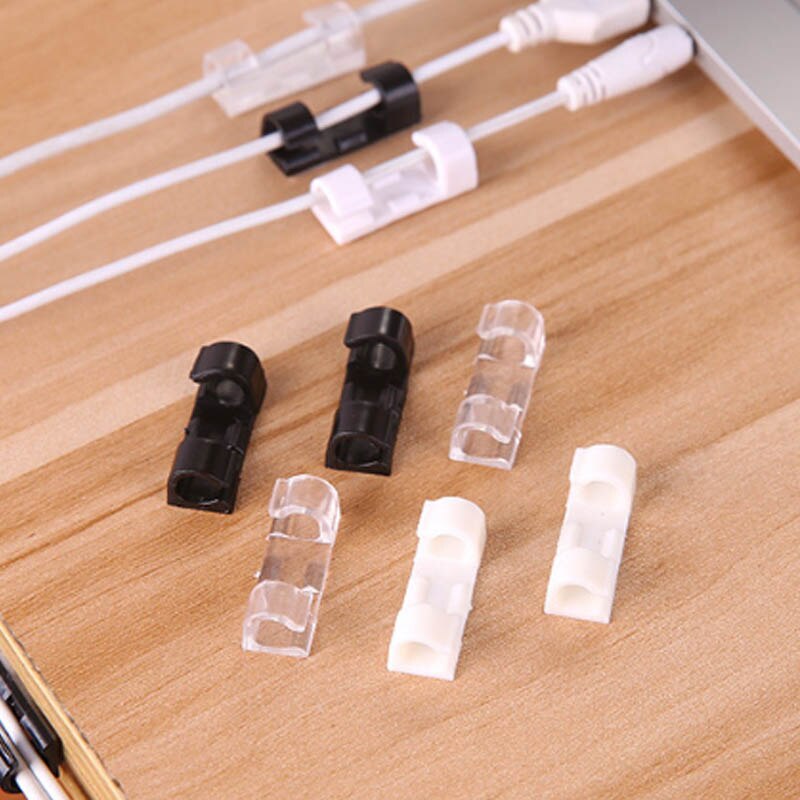 Self-adhesion Desk Organizers  Protector Ties Wire Cord Cable Clip  Management Wiring Accessories Cable Winder Holder Plastic