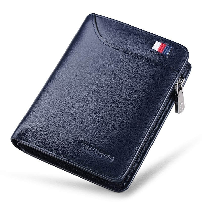 WILLIAMPOLO Coin Purses Genuine Leather Men Wallet With Card Holder Short Purse Zipper Wallets Casual Standard Wallets PL293