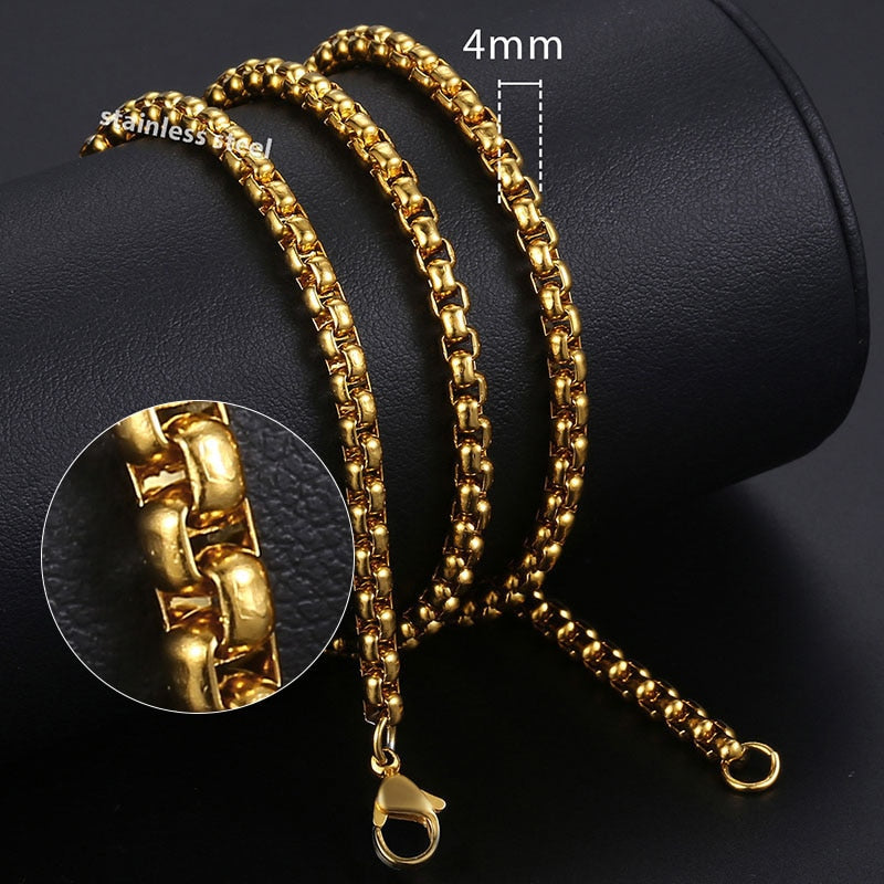 Necklace In Gold For Men And Women Male Collar with Figaro Rope Cuban Link Chain Necklace Fashion Gift Jewelry 18-24