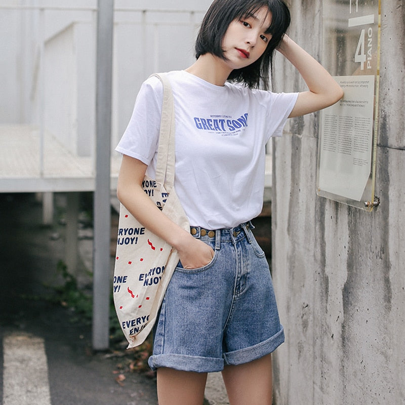 Streetwear High Waist Wide Leg Denim Shorts For Women 2023 New Jean Shorts Women Summer Korean Style Women Loose Short Shorts