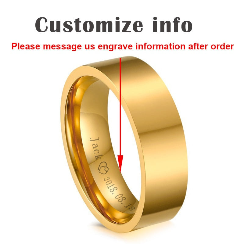 Vnox Personalize His and Hers Wedding Ring Gold Color Engagement Rings for Women and Men Jewelry