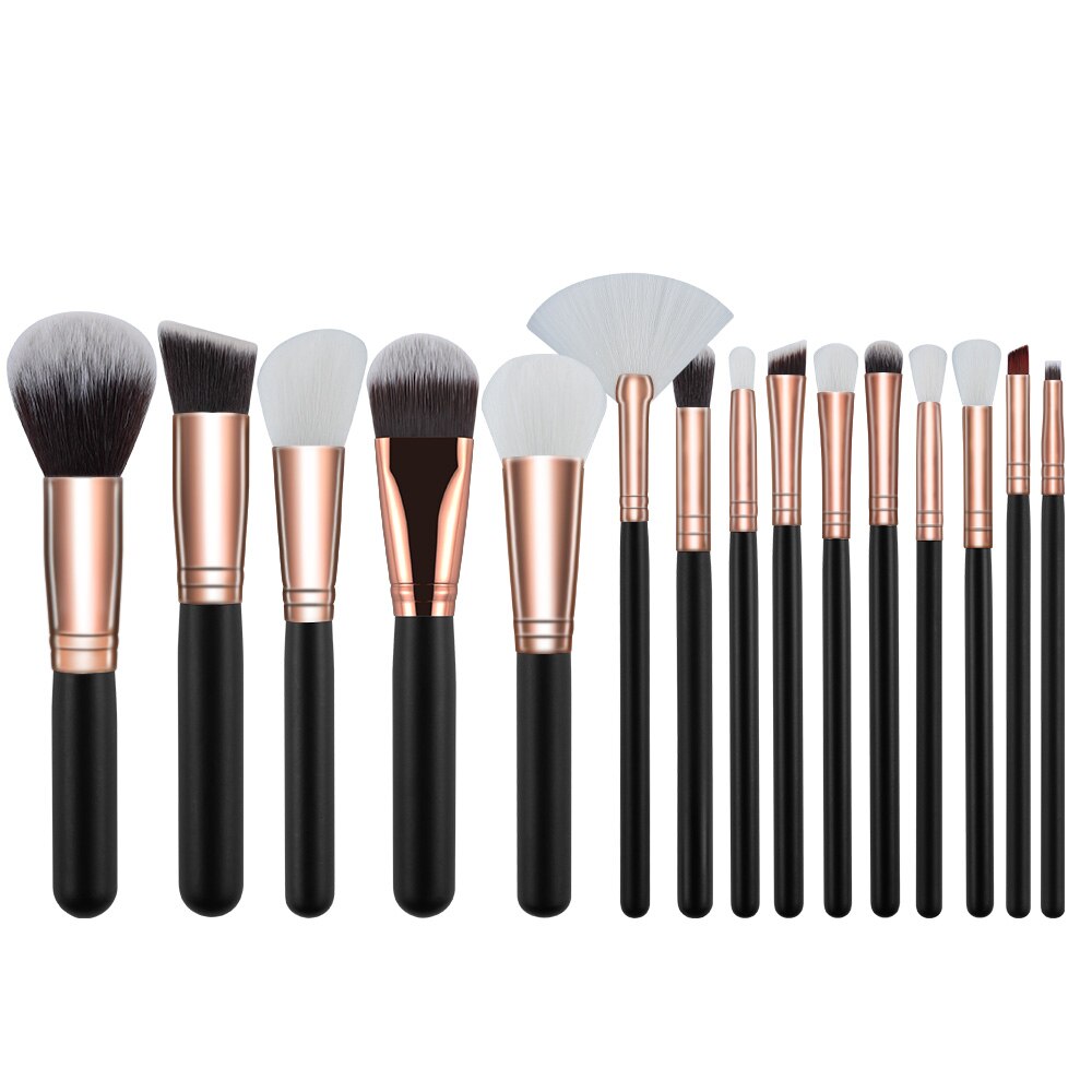 RANCAI 10/15pcs Professional Make-up Brushes Set Makeup Power Brush Make Up Beauty Tools Soft Synthetic Hair With Leather Case