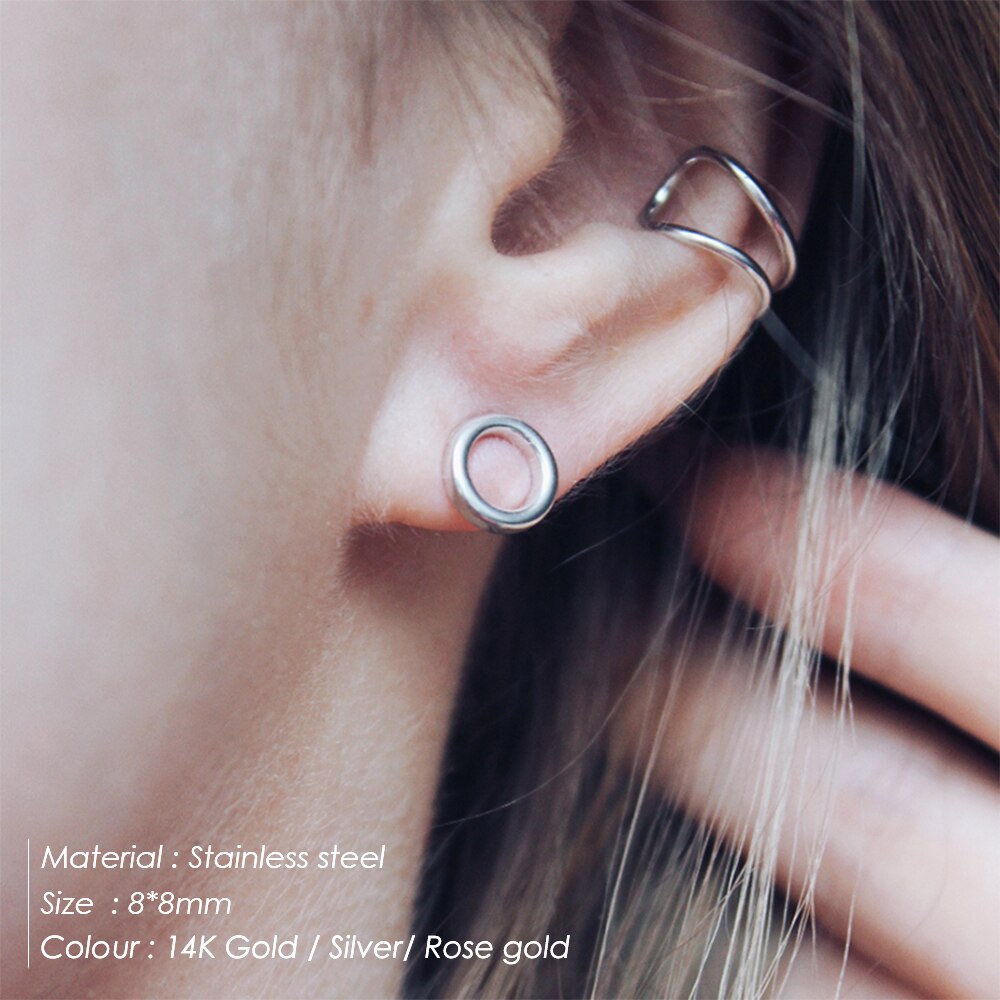 e-Manco korean stainless steel earrings set minimalist stud earrings for women hypoallergenic earrings stainless steel jewelry