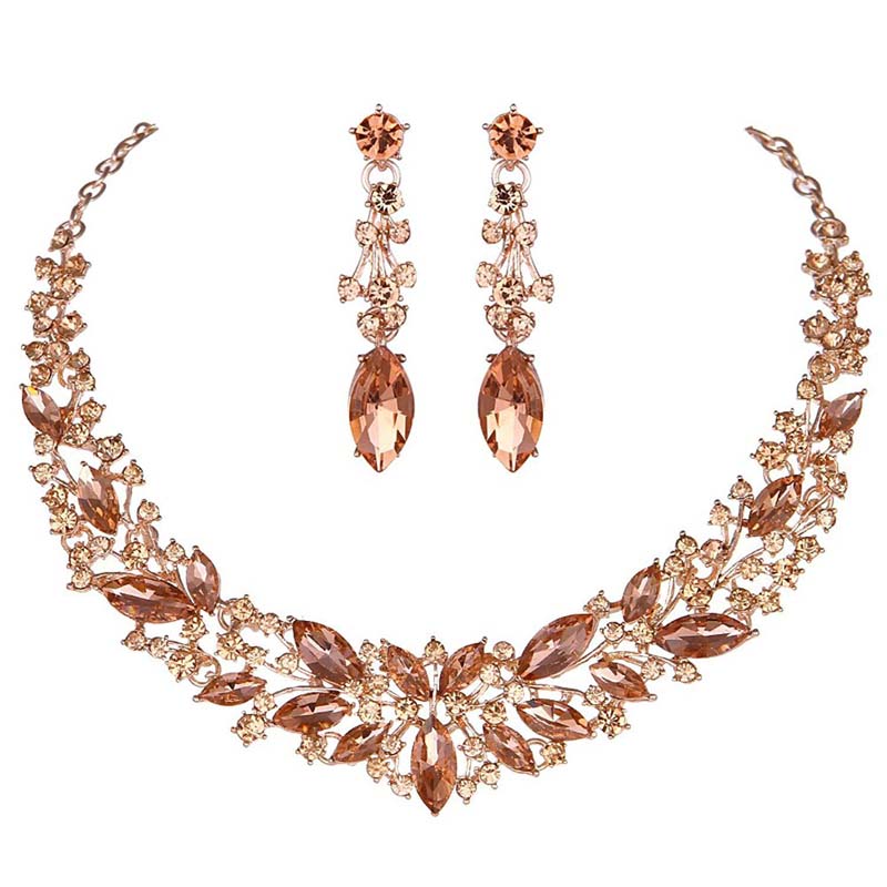 Fashion Delicate Crystal Rhinestone Jewelry Sets With Crowns Bridal Wedding And Party Dress Necklace  For Birdesmaid Women Gift