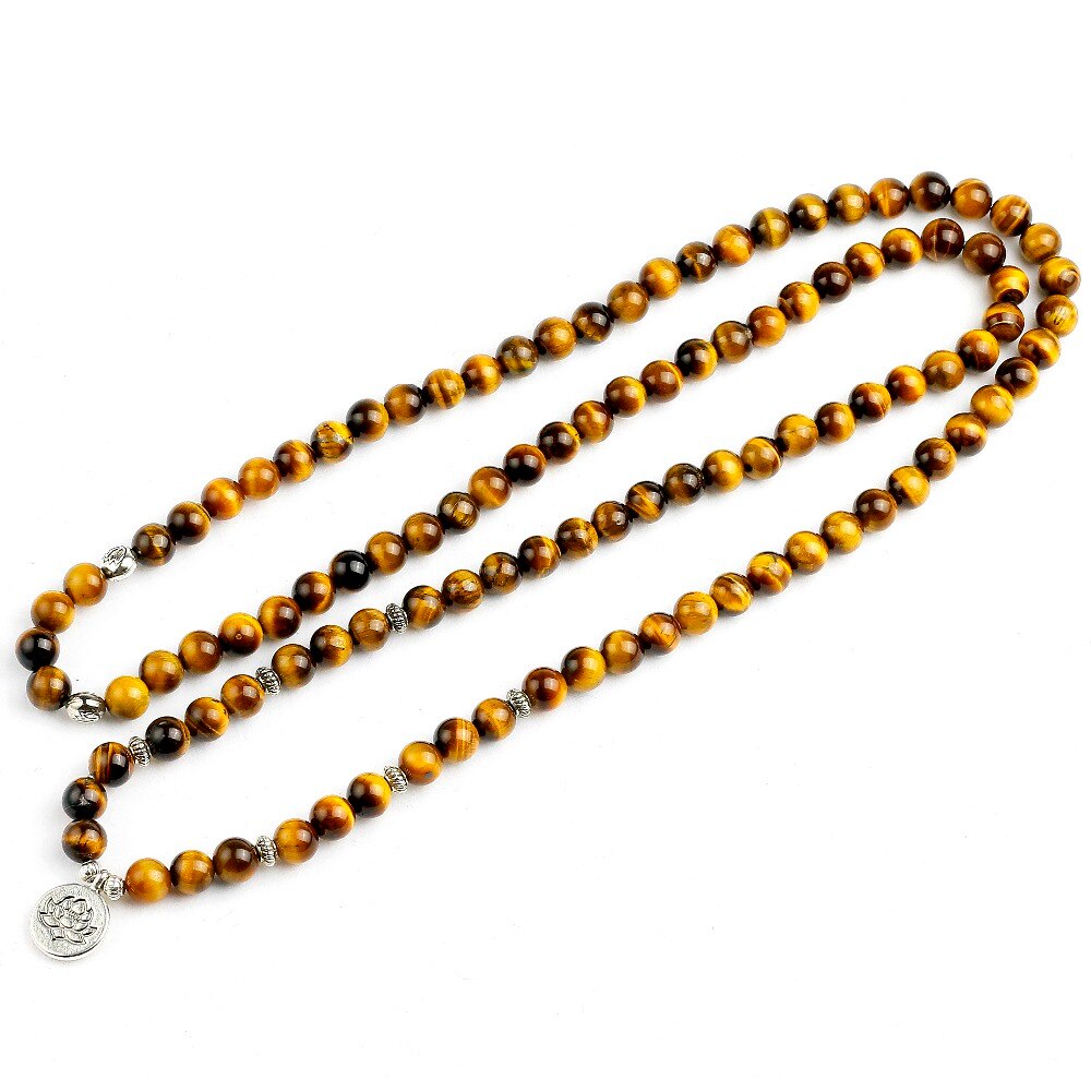 Natural A Grade Tiger Eye 108 Mala Bracelet Om Buddhist Bracelet 8MM Beads Men Bracelet High Quality Yoga Women Stone Jewelry