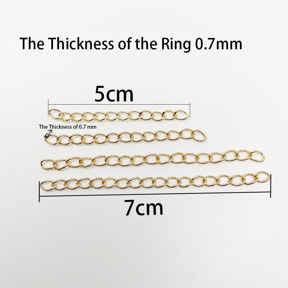 100pcs/lot 50mm 70mm  Necklace Extension Chain Bulk Bracelet Extended Chains Tail Extender For DIY Jewelry Making Findings