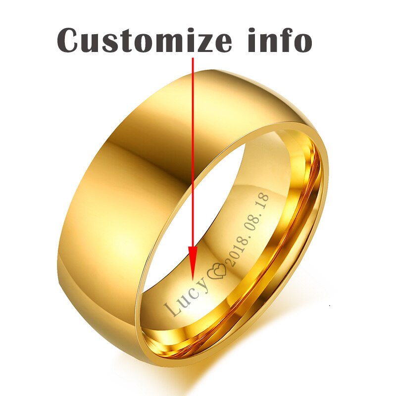 Vnox Trendy Wedding Rings for Women Men CZ Stones Gold Color Stainless Steel Jewelry Engagement Anniversary Valentine's Day Gift