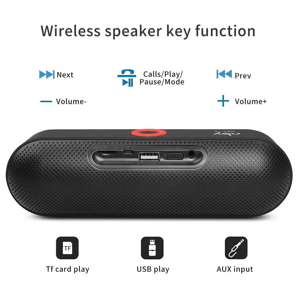 NBY S18 Portable Bluetooth Speaker with Dual Driver Loudspeaker,12 Hours Playtime,HD Audio Subwoofer Wireless Speakers with Mic