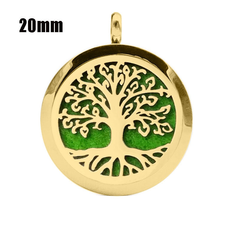 Tree Hollowed Magnetic Aromatherapy Diffuser  Pendant Chain Necklace Stainless Steel Perfume  Essential Oil Locket Necklace