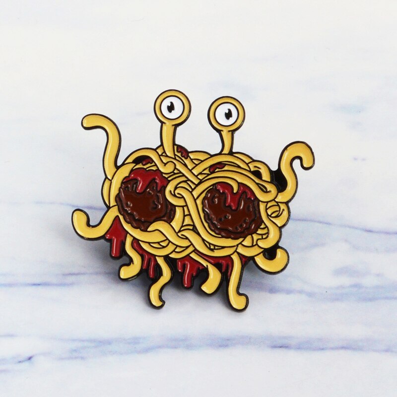 Pastafarianism Enamel Pin Flying Spaghetti Monsterism Badge Brooch FSM Icons Denim Jeans Shirt Bag Funny Pin Gift for Friends