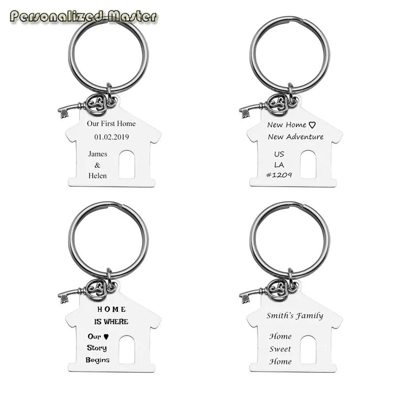 Personalized Master Engraving Texts Key Chains Custom Stainless Steel New House Keychain Housewarming Gift First Home Keyring