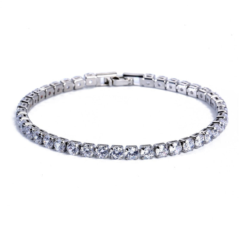 4mm Cubic Zirconia Tennis Bracelet For Women Silver Color Bracelets