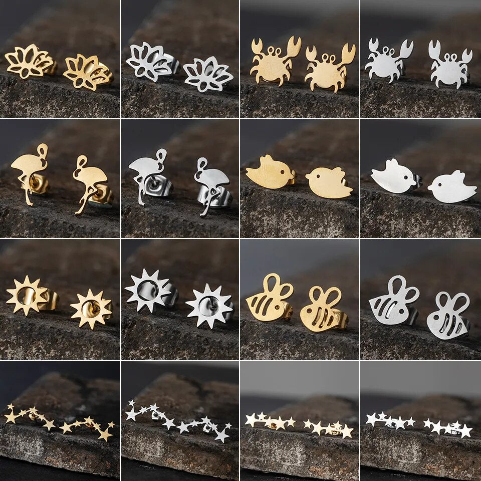 Trendy Golden and Iron Minimalist Stainless Steel Stud Earrings for Women Fashion Party Earrings Jewelry Accessories Wholesale