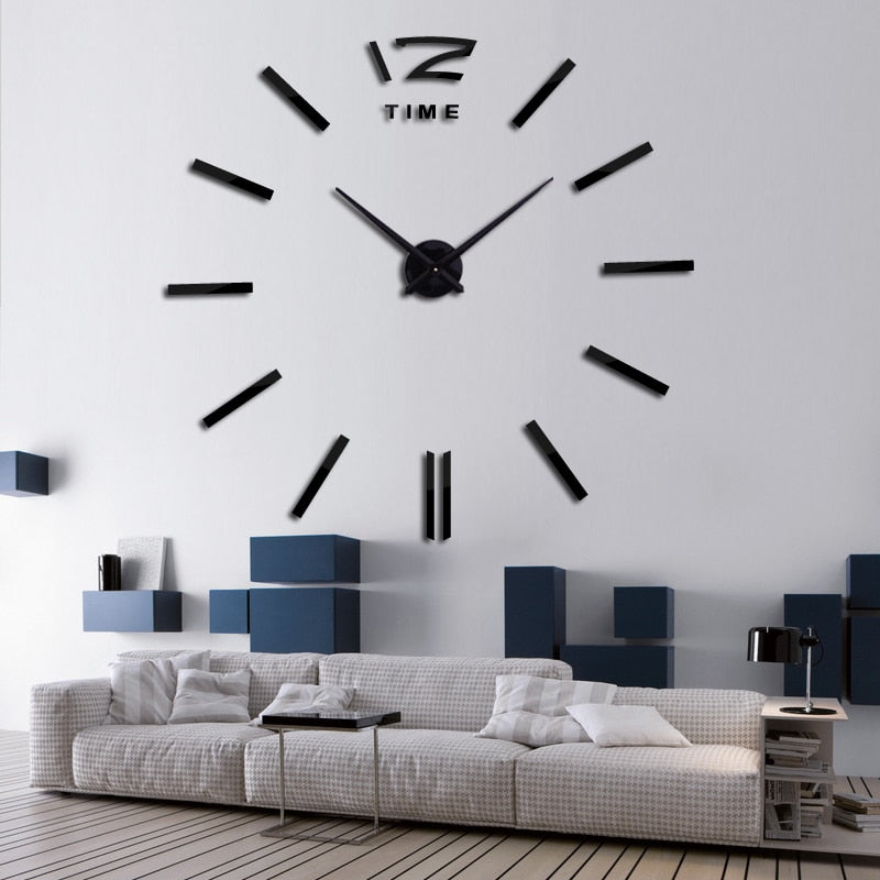 3d real big wall clock rushed mirror wall sticker diy living room home decor fashion watches arrival Quartz wall clocks