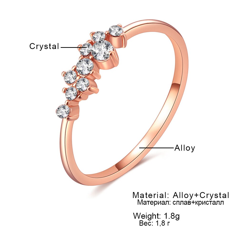 Stylish Fashion Women Ring Finger Jewelry Rose Gold /Sliver /Gold Color Rhinestone Crystal Opal Rings 6/7/8/9 Size Hot Sale