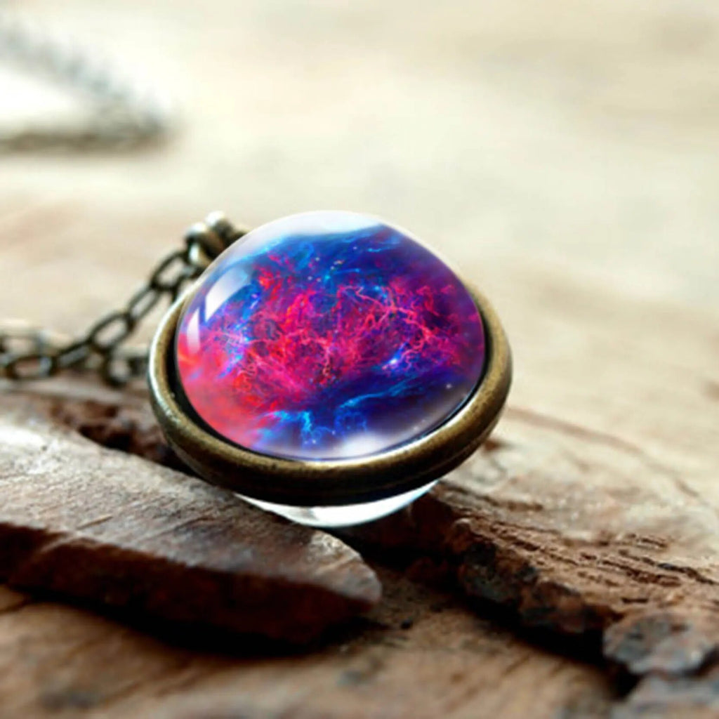 2020 New Nebula Galaxy Double Sided Pendant Necklace Universe Planet Jewelry Glass Art Picture Handmade Statement Necklace