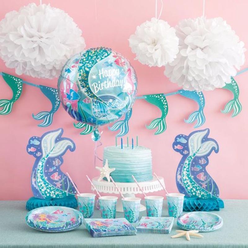 Little Mermaid Party Supplies Mermaid Birthday Parties Disposable Tableware Kit Girl 1st First Birthday Under The Sea Decoration