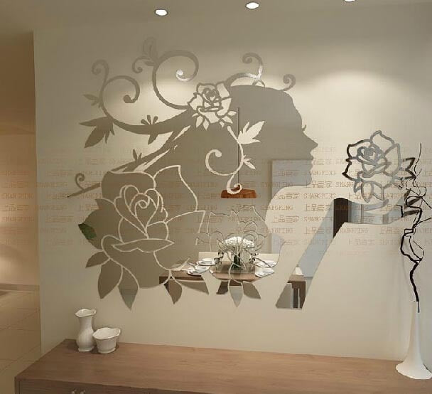 Flower Fairy Acrylic Mirror Wall Stickers Bedroom 3D Wall Stickers Living Room Home Decor  DIY Self Adhesive Waterproof Stickers